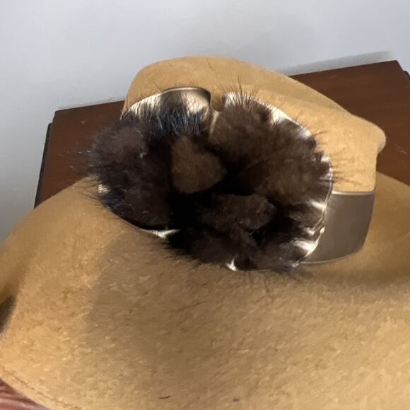 Vintage Lord & Taylor 100% Wool Made In Italy Church Hat Tan Beige main image 10